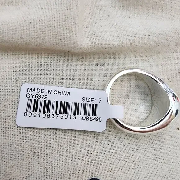 J. Crew Chunky Sculptured Orb Ring Silver Mirror Finish NWT 7 Dust Bag BB495 - Picture 4 of 8